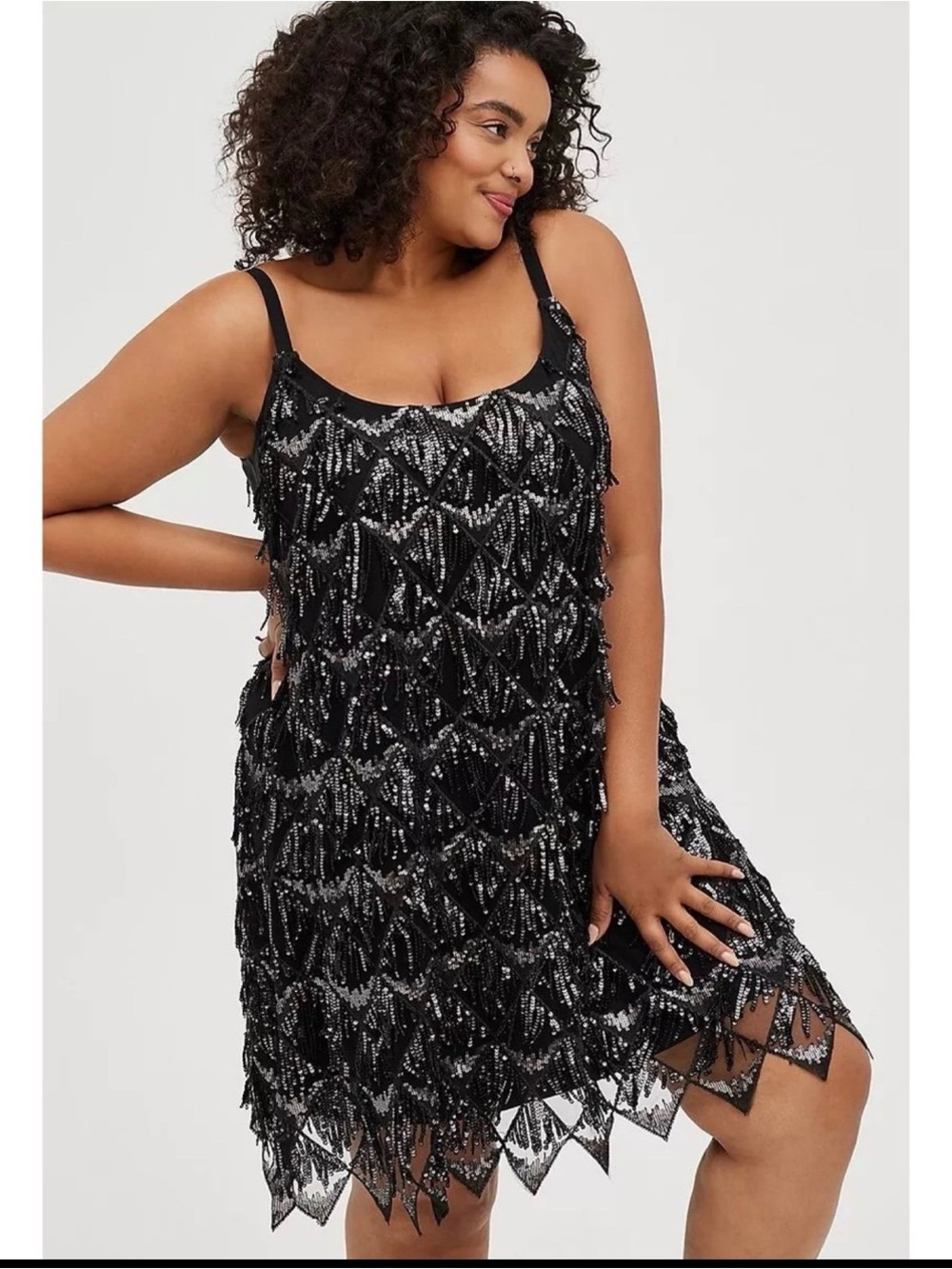 torrid Black Dress with Silver Sequin Detail size 1
